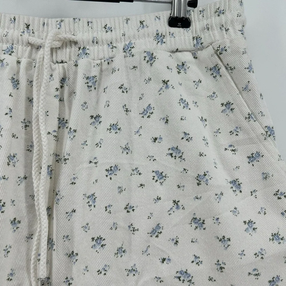 Loveriche New In Women M Floral Parachute Pants Wide Leg Drawstring Hem Boho NWT